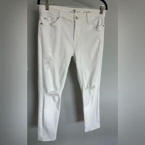 7 For All Mankind Josefina Feminine Distressed Boyfriend Jeans White Size 28